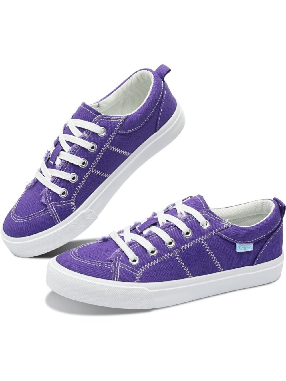 🆕Women's Dark Purple Sneakers Cute Lace up Canvas Shoes Low Top Washed Casual